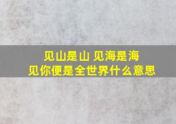 见山是山 见海是海 见你便是全世界什么意思